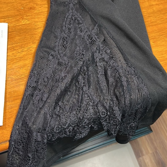 Black Wide-Leg Pant with Lace Detailing - Picture 2 of 2